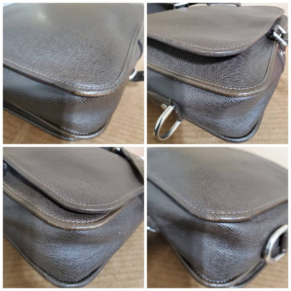 Authentic LOUIS VUITTON Grizzli Taiga Leather Andrei Messenger Bag - Picture 5 of 10